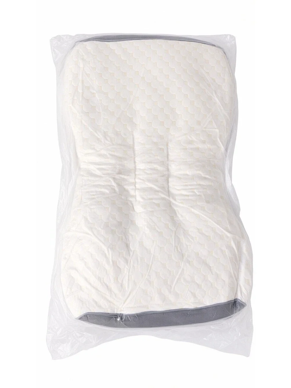 2 Pack Quilted Bed Pillows White Gold Pattern Gray Mesh Cooling Sleep Pillow Set